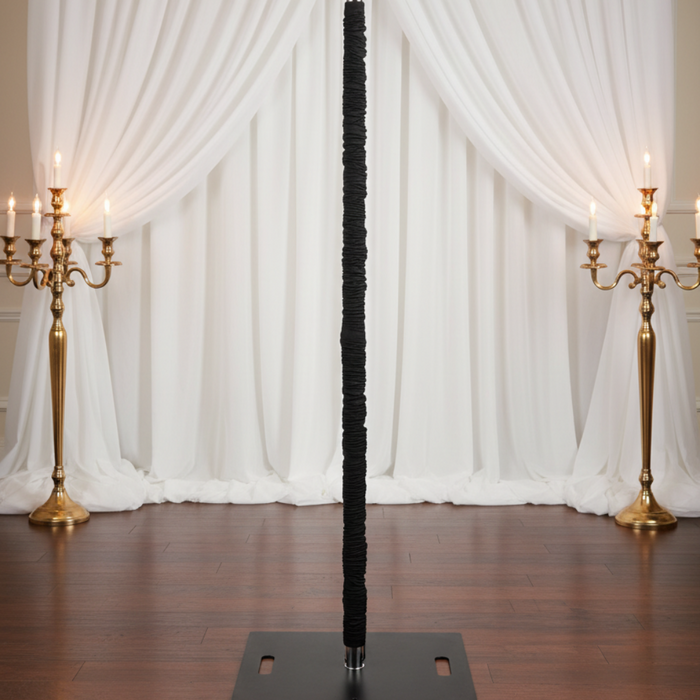 Lifestyle_Front_Black Spandex Upright Pole Cover Size: 10 ftlighting