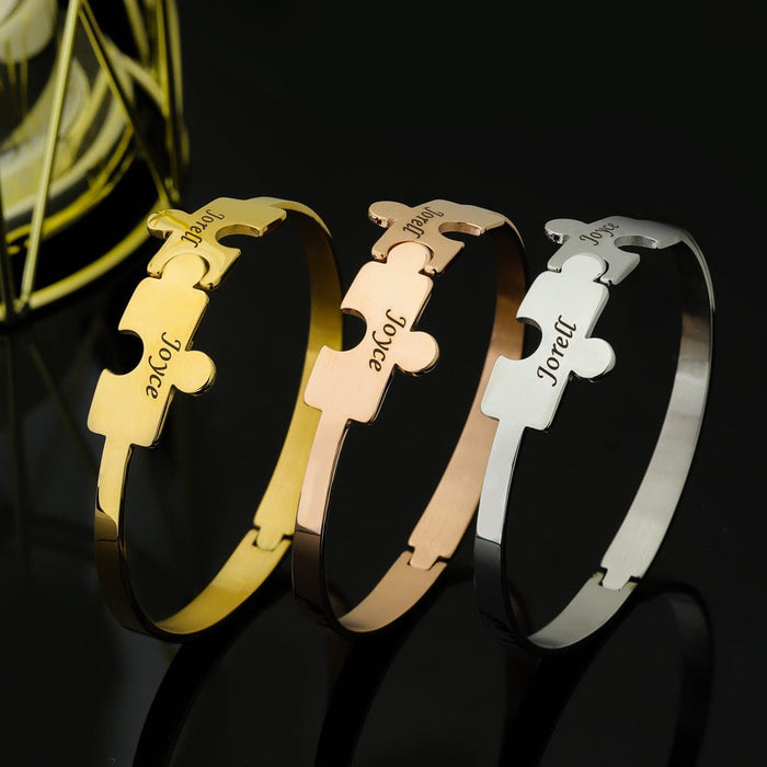 2 Puzzle bracelet-adjustable size Dainty Jigsaw Chain Bracelet Bracelet For Woman MelodyNecklace