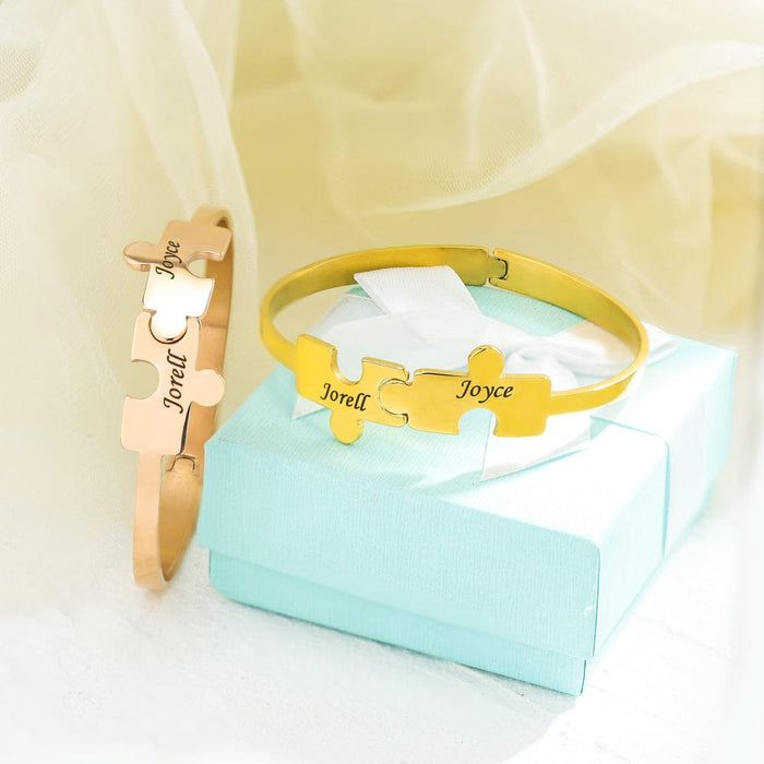 2 Puzzle bracelet-adjustable size Dainty Jigsaw Chain Bracelet Bracelet For Woman MelodyNecklace