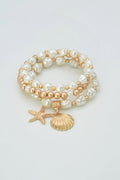 3 Piece Shell Starfish Sealife Charm Bracelet Set