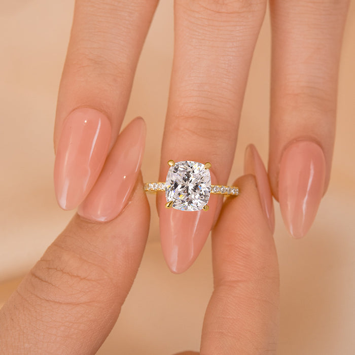 3.0 Carat Cushion Cut White Sapphire Women's Engagement Ring In Sterling Silver