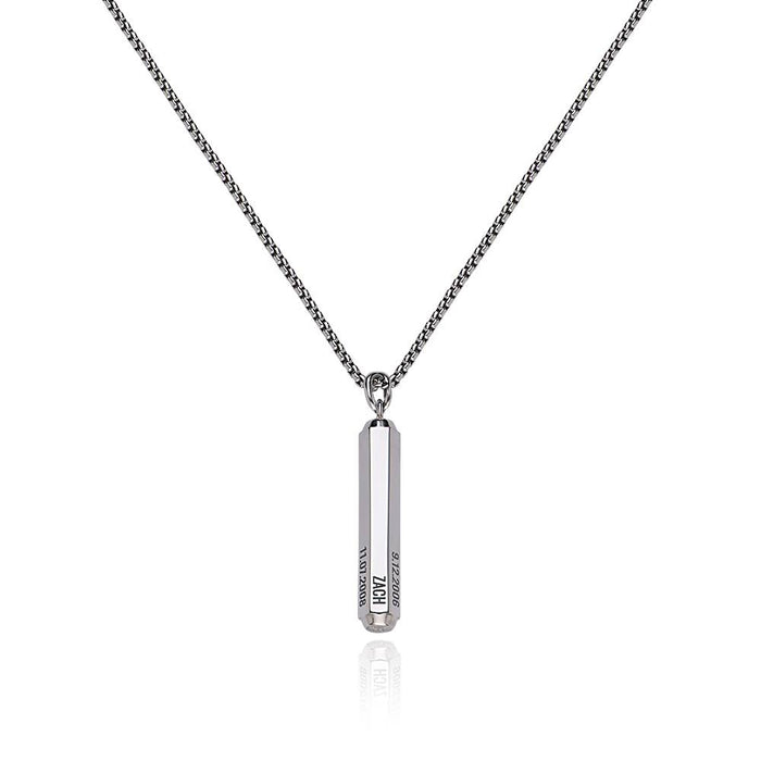 3D Engraved Hexagon Bar Necklace for Men