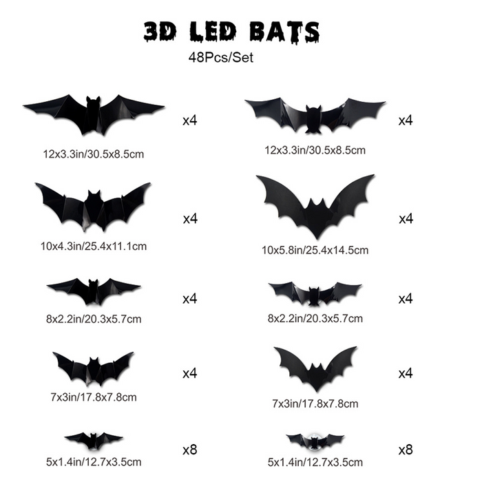 3D LED Bat Wall Decorations with Purple Glow for Halloween