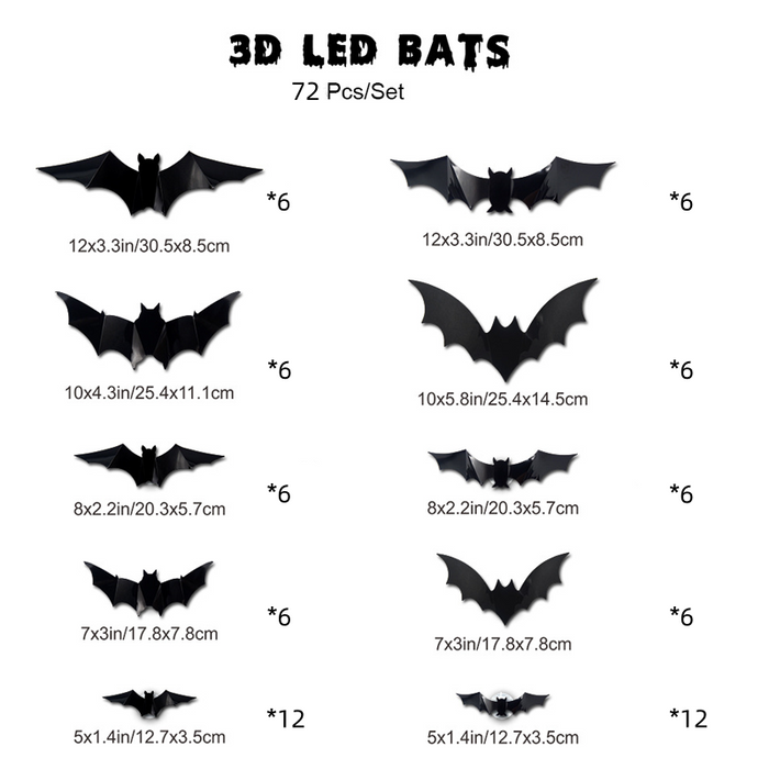 3D LED Bat Wall Decorations with Purple Glow for Halloween