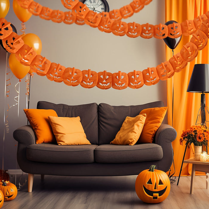 3D Pumpkin Honeycomb Garland Halloween Decoration for Hallways