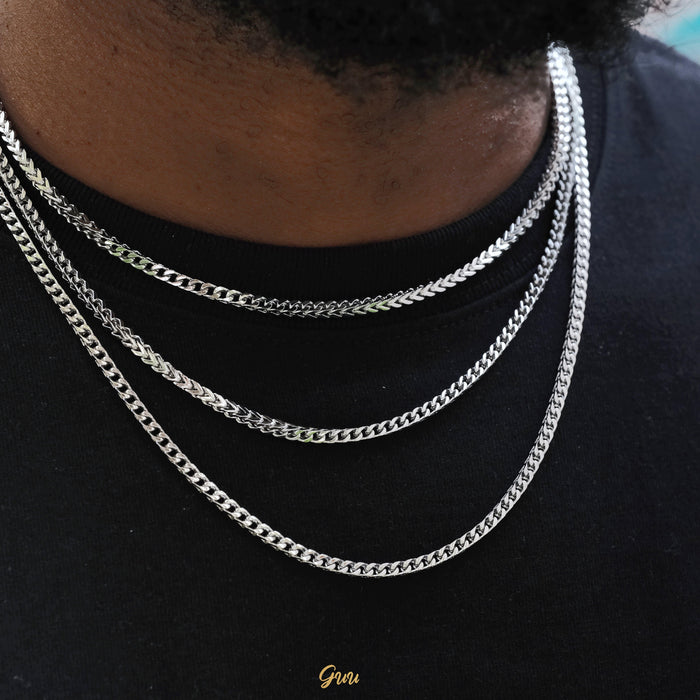 3mm Franco Link Chain White Gold