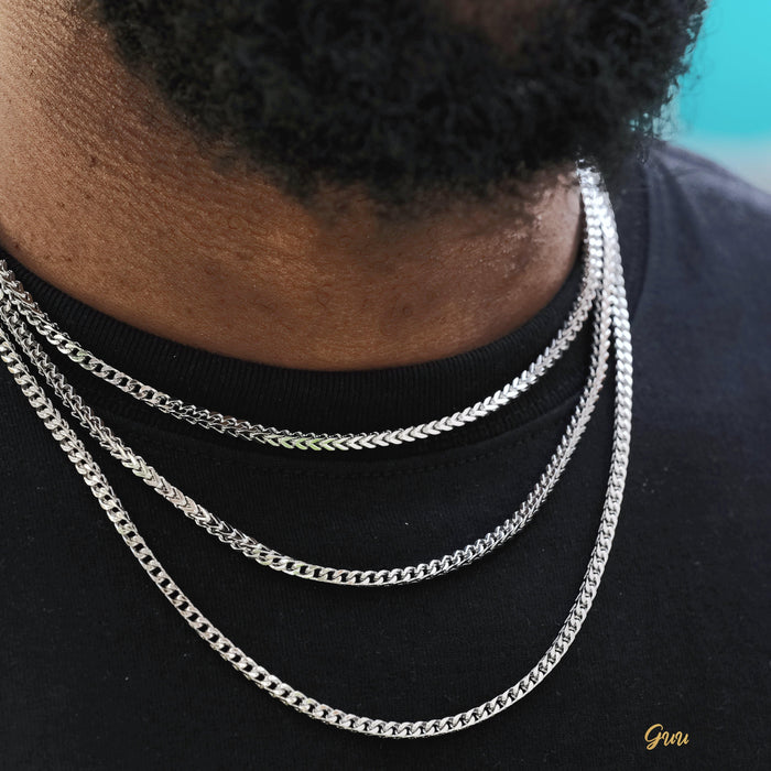3mm Franco Link Chain White Gold