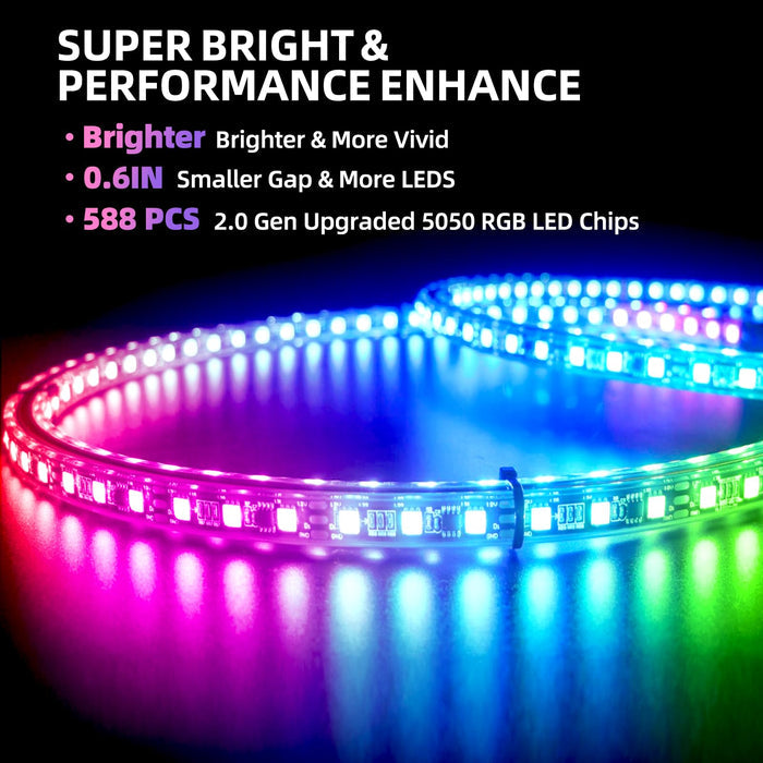 4PCS 17" Double Sided RGB LED Wheel Ring Lights with APP & Remote Control