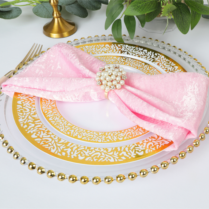 5 pcs/pk Crinkle Shimmer Napkin 20"x20" - Pink