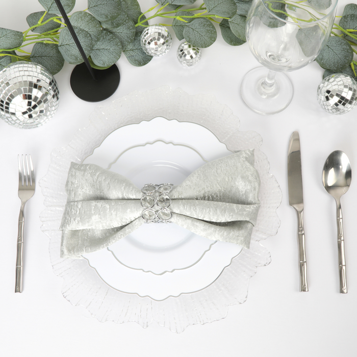 5 pcs/pk Crinkle Shimmer Napkin 20"x20" - Silver