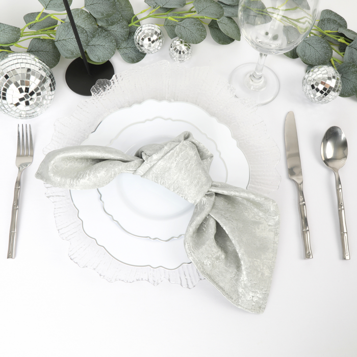 5 pcs/pk Crinkle Shimmer Napkin 20"x20" - Silver