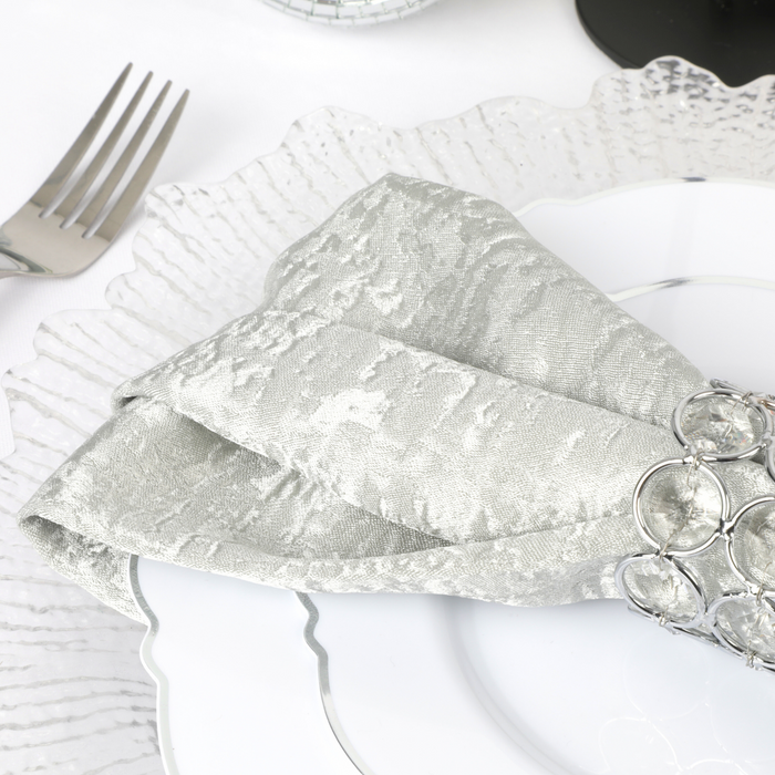5 pcs/pk Crinkle Shimmer Napkin 20"x20" - Silver