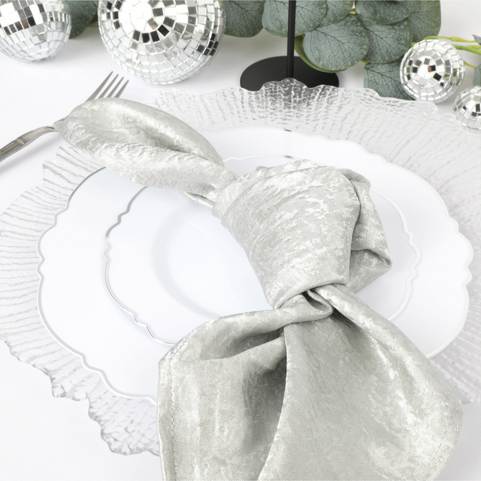5 pcs/pk Crinkle Shimmer Napkin 20"x20" - Silver