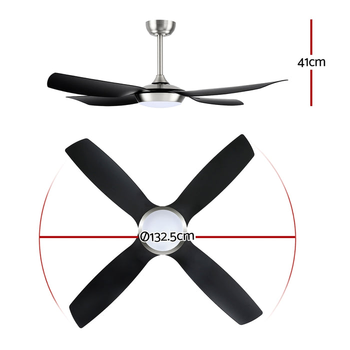 52 Inch Devanti Ceiling Fan DC Motor w/Light w/Remote - Black - Devanti