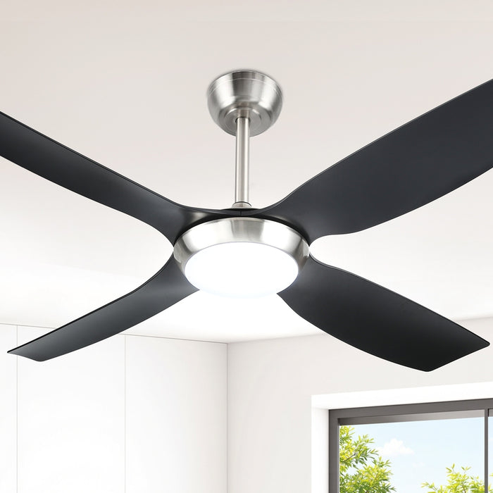 52 Inch Devanti Ceiling Fan DC Motor w/Light w/Remote - Black - Devanti