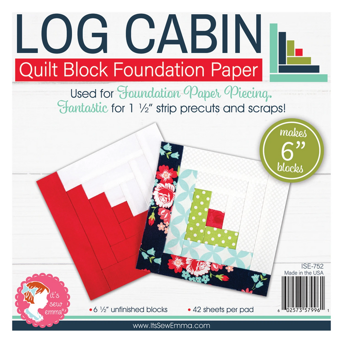 6" Log Cabin 6" Quilt Block Foundation Paper