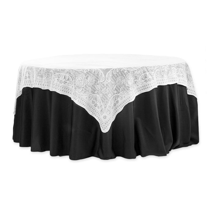 72" Square Quaker Lace Table Overlay Topper - White - CV Linens