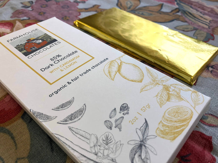 85% Organic Dark Chocolate w/ Cardamom & Lemon