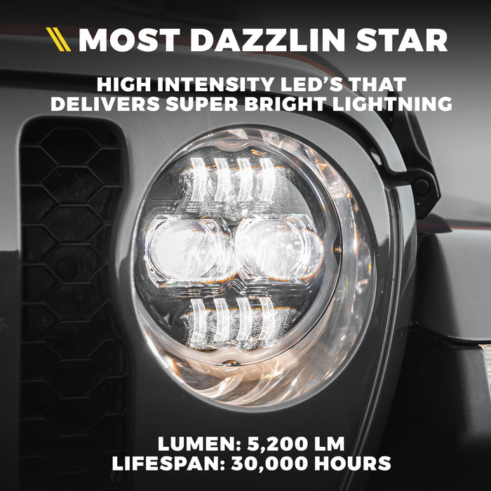 9" Halo Headlights for 2018-2024 Jeep Wrangler & 2020-2024 Gladiator