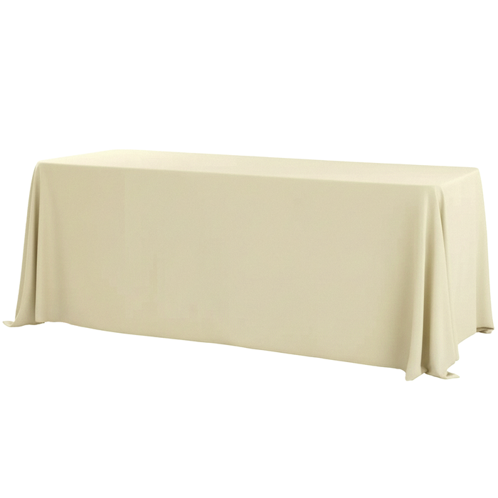 90"x132" Rectangular Premium Polyester Tablecloth (Square Corners) Ivory full view
