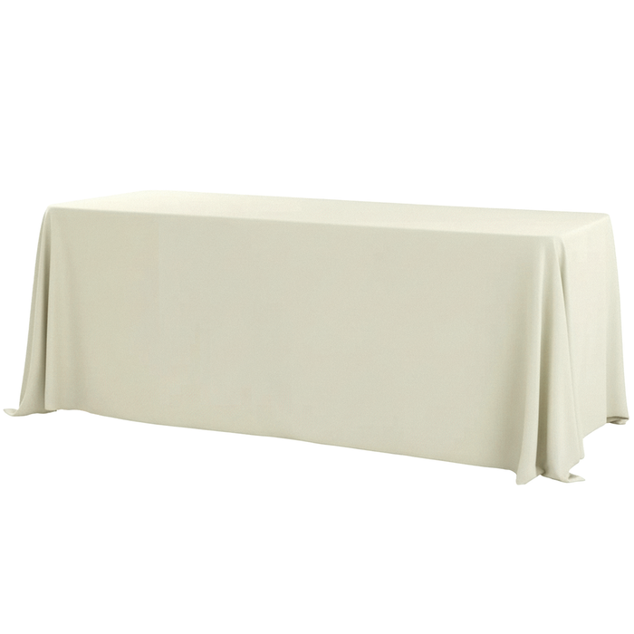 90"x132" Rectangular Premium Polyester Tablecloth (Square Corners) Light Ivory/Off White full view