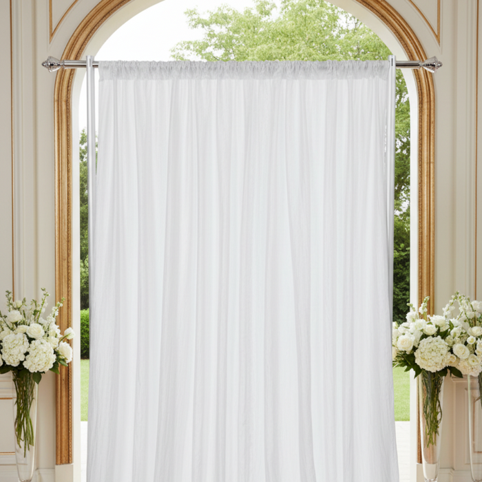 Top view - White accordion crinkle drape in event setting