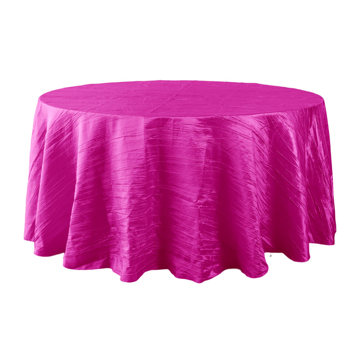 Accordion Crinkle Taffeta Round Tablecloth Fuchsia full view