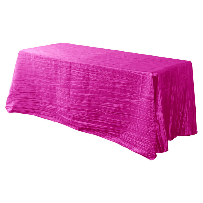 Accordion Crinkle Taffeta Rectangular Tablecloth Fuchsia angled view