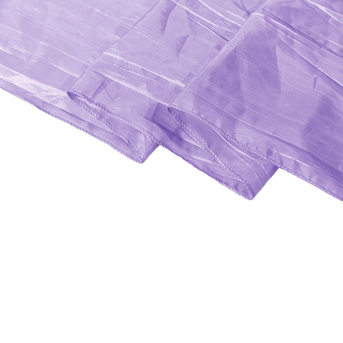 Accordion Crinkle Taffeta Tablecloth Lavender serged finish close up