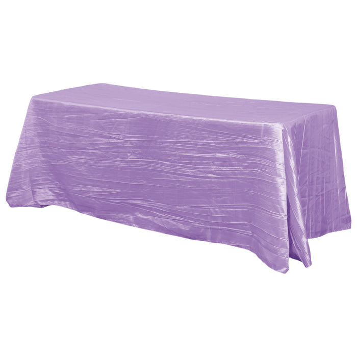 Accordion Crinkle Taffeta Rectangular Tablecloth Lavender 90 degree angled view