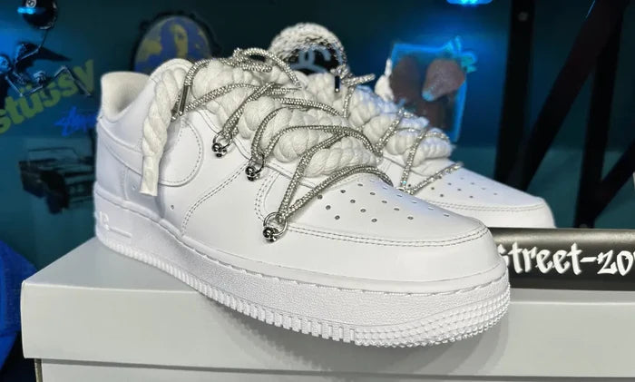 Nike Air force 1 Double Rope Laces White/Silver Chain NIKE Air Force 1