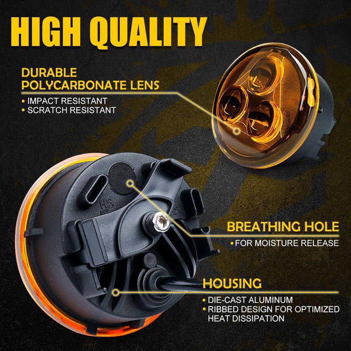 Amber LED Turn Signal Lights for 07-18 Jeep Wrangler JK | Trio Series