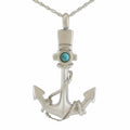Anchor with Blue Stone Stainless Steel Pendant/Necklace Cremation Urn for Ashes