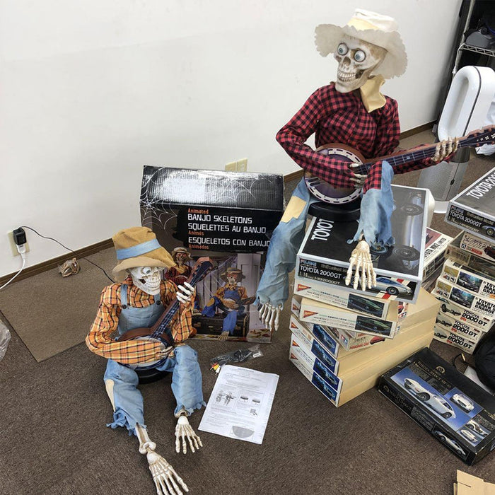 Animated Halloween Skeletons with Sound-Activated Dueling Banjo Music