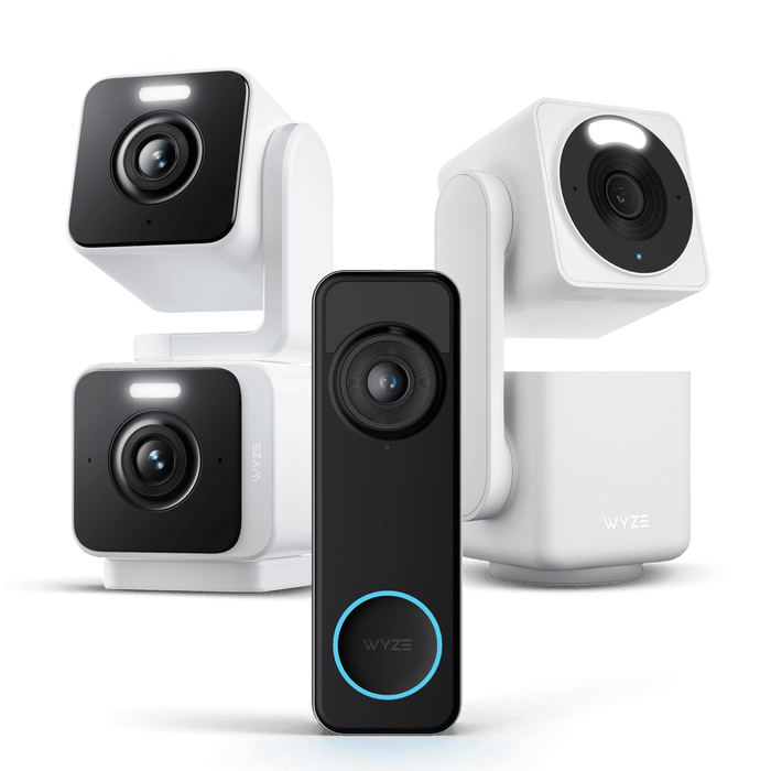 Wyze Apartment Pro Kit: Bundle of 4 Wyze cameras, 2 of which are pan-and-tilt.