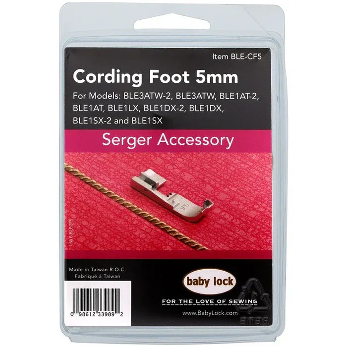 Baby Lock Cording Foot 5mm Serger Foot #BLE-CF5