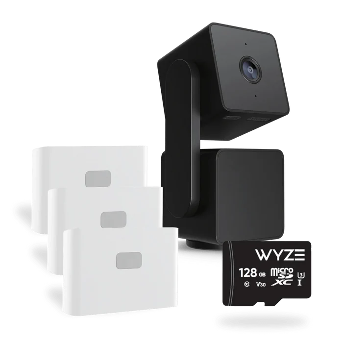 Wyze Baby Monitoring Kit with a smart pan, tilt, zoom camera, Night Lights and a 128GB microSD card.