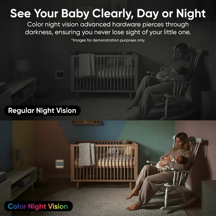 See your baby clearly, day or night. Color Night Vision technology provides high-resolution images in low-light.