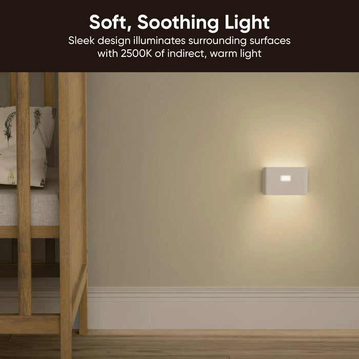 A soft, soothing light that illuminates a white wall.