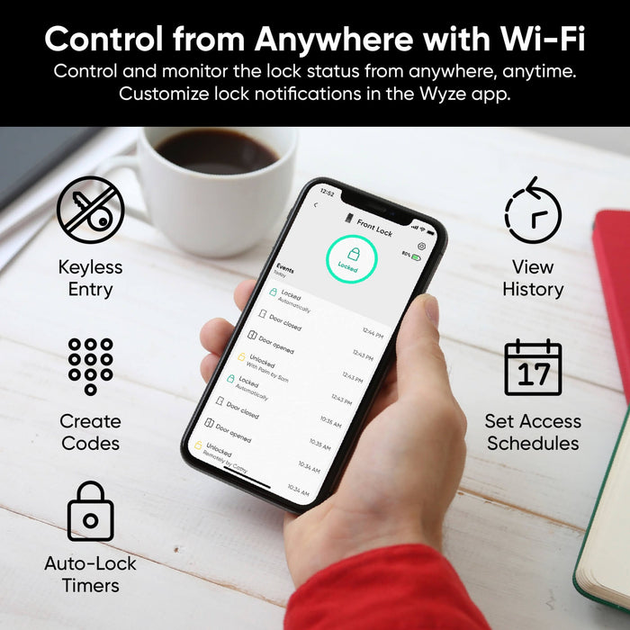 Wyze Palm Lock: Unlock your door with your palm. Auto-locks after 30 seconds.