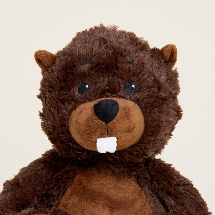 Plush toy beaver on a beige background