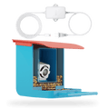 Wyze Bird Feeder Cam v4 Bundle: A blue bird feeder with a camera inside.