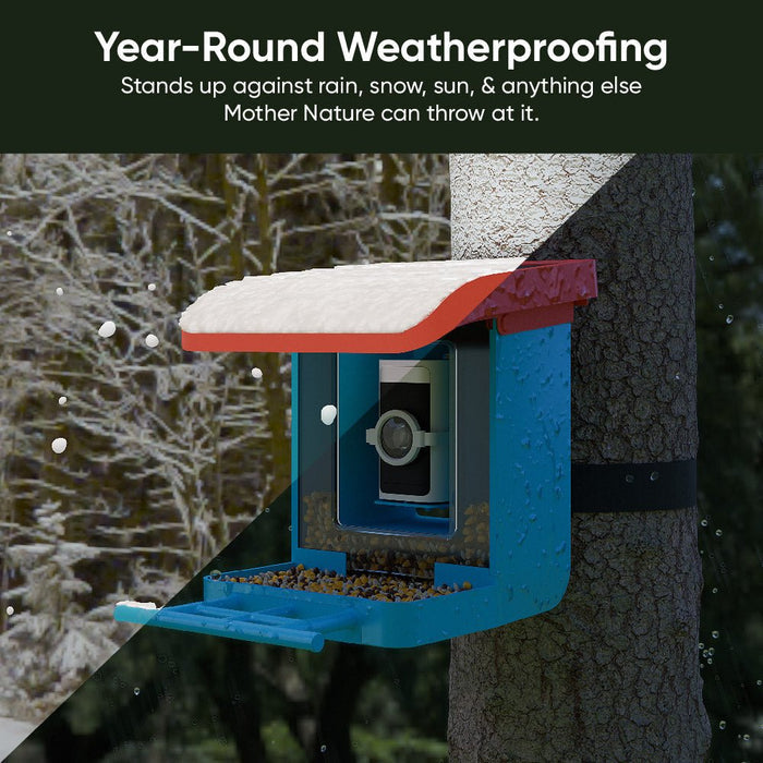 Wyze Bird Feeder Wireless Camera Bundle - White. Bundle includes a bird feeder, battery cam pro, and solar panel.