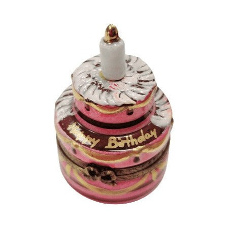 Birthday Cake Limoges box, hand-painted porcelain made in France