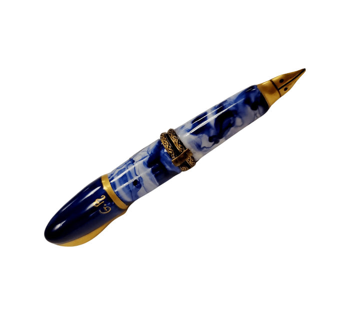 Another view of the Blue Fountain Pen Limoges trinket box