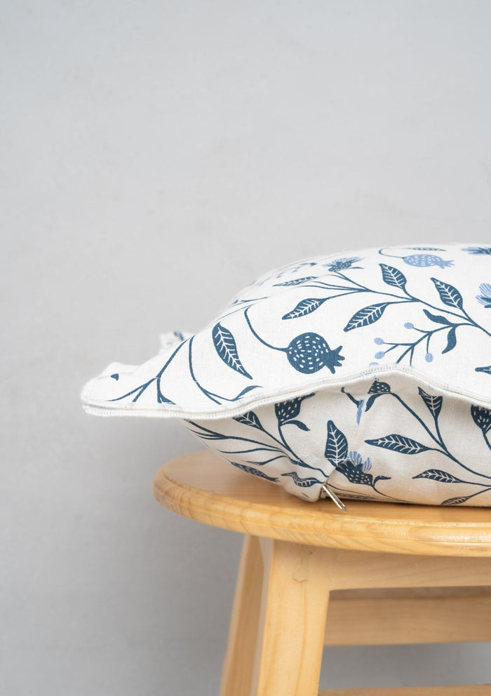 Blue Ruby 100% cotton floral cushion cover for sofa - Powder Blue