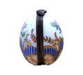 Blue Striped Egg Box for Collectors, hand-painted Limoges porcelain made in France