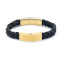 Braided Black & Gold Leather Bracelet - IUBR204