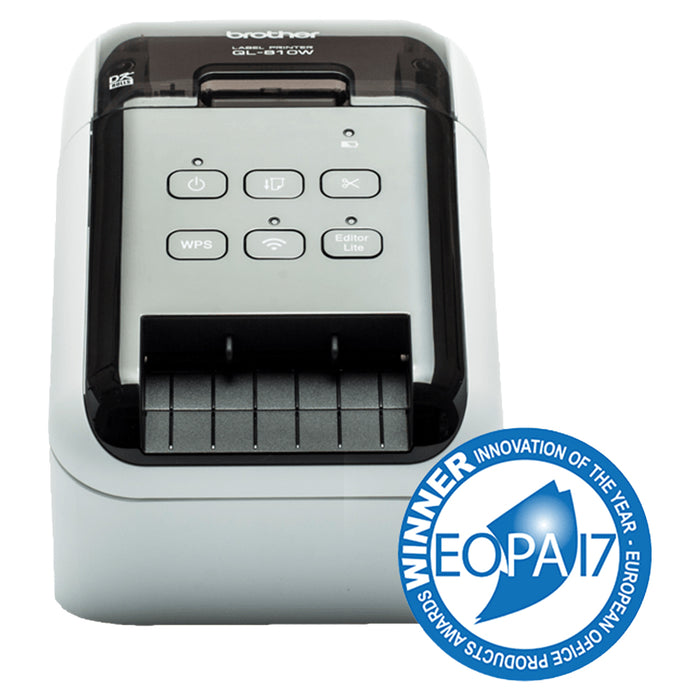 Brother Wireless High-Speed Label Printer - Glossy Black & White | QL810W from Brother - DID Electrical