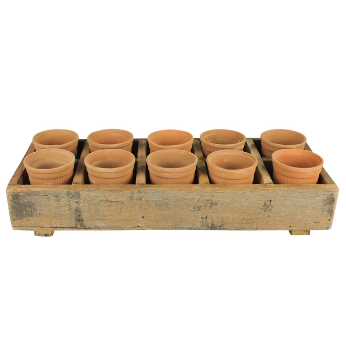 Campo Wood Caddy with 10 Clay Cups